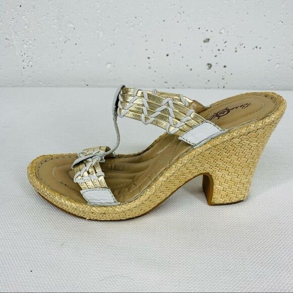 Born Crown size 8 White & Silver Sandal Heels - Picture 10 of 13